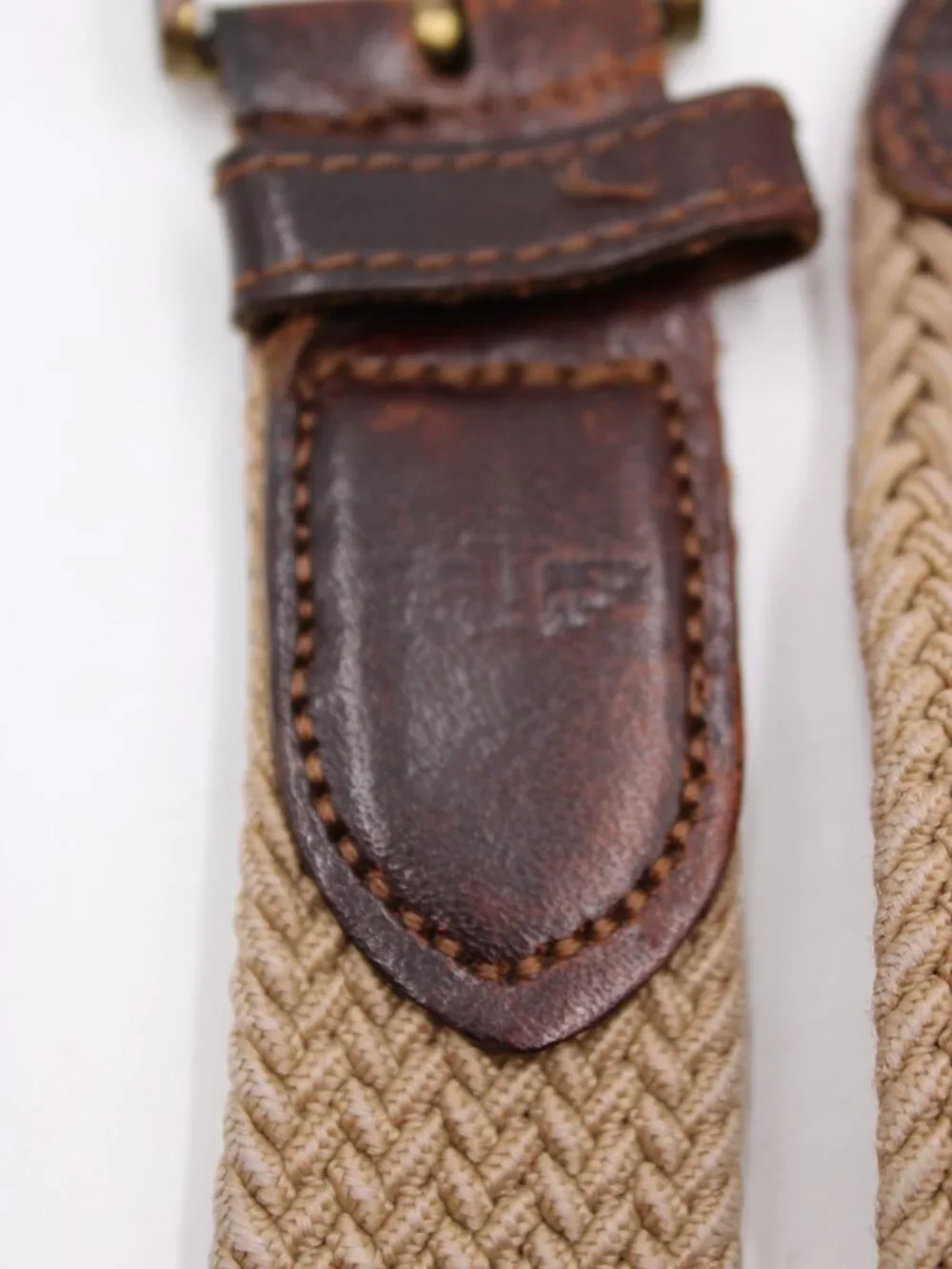 Dockers Tan Braided Stretch Cord Belt Mens Size 40 Brown Leather Ends Work Golf